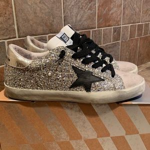 Sz-9 Golden Goose Superstar Glitter Sneakers